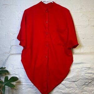 Unique oversized triangular red button up